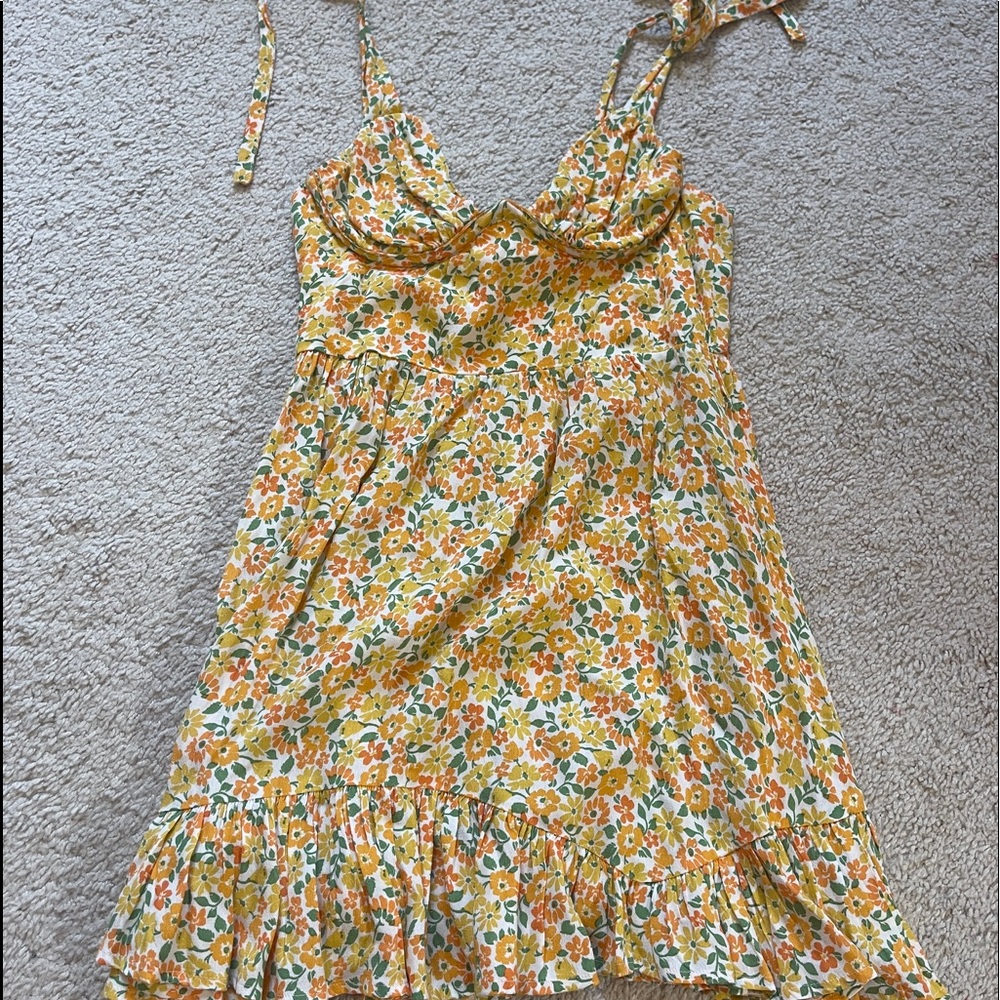Sundays yellow and orange floral mini dress